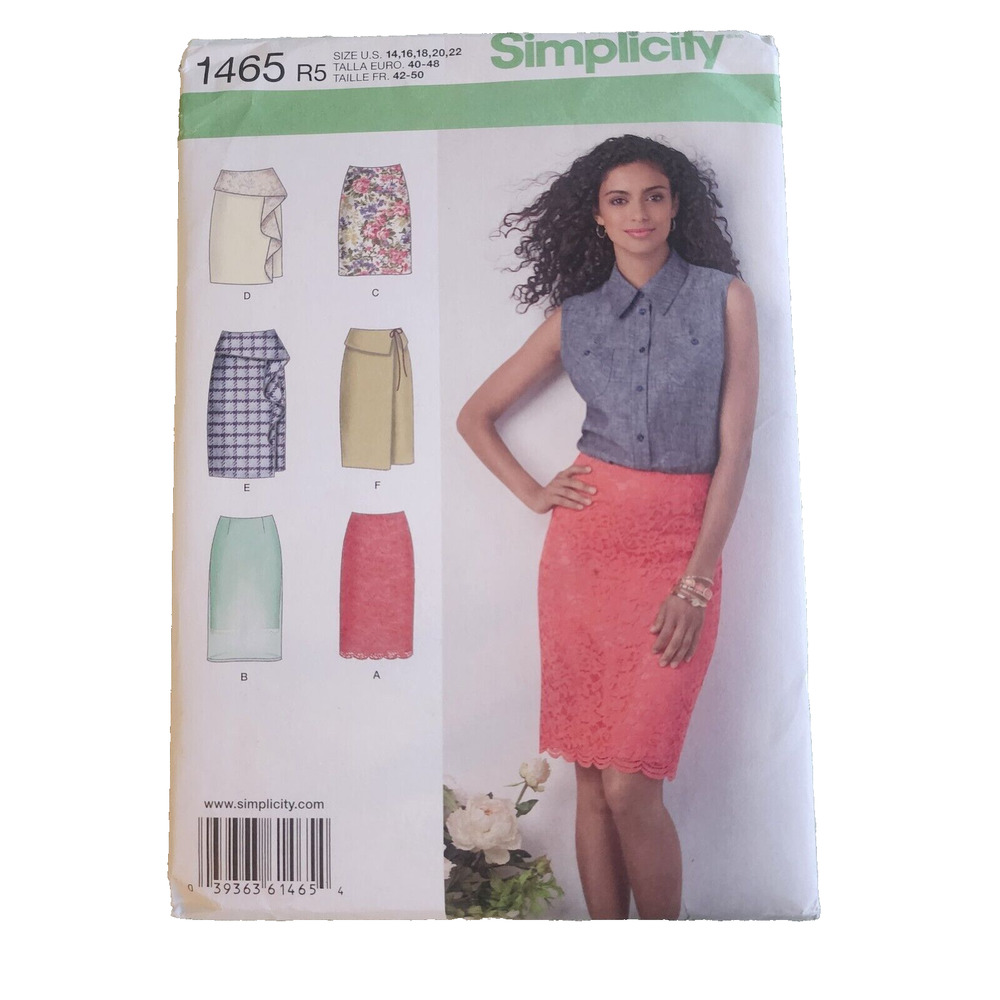 Simplicity 1465 UNCUT Skirt 2 Lengths Front Trim Variations Misses 14‎ - 22